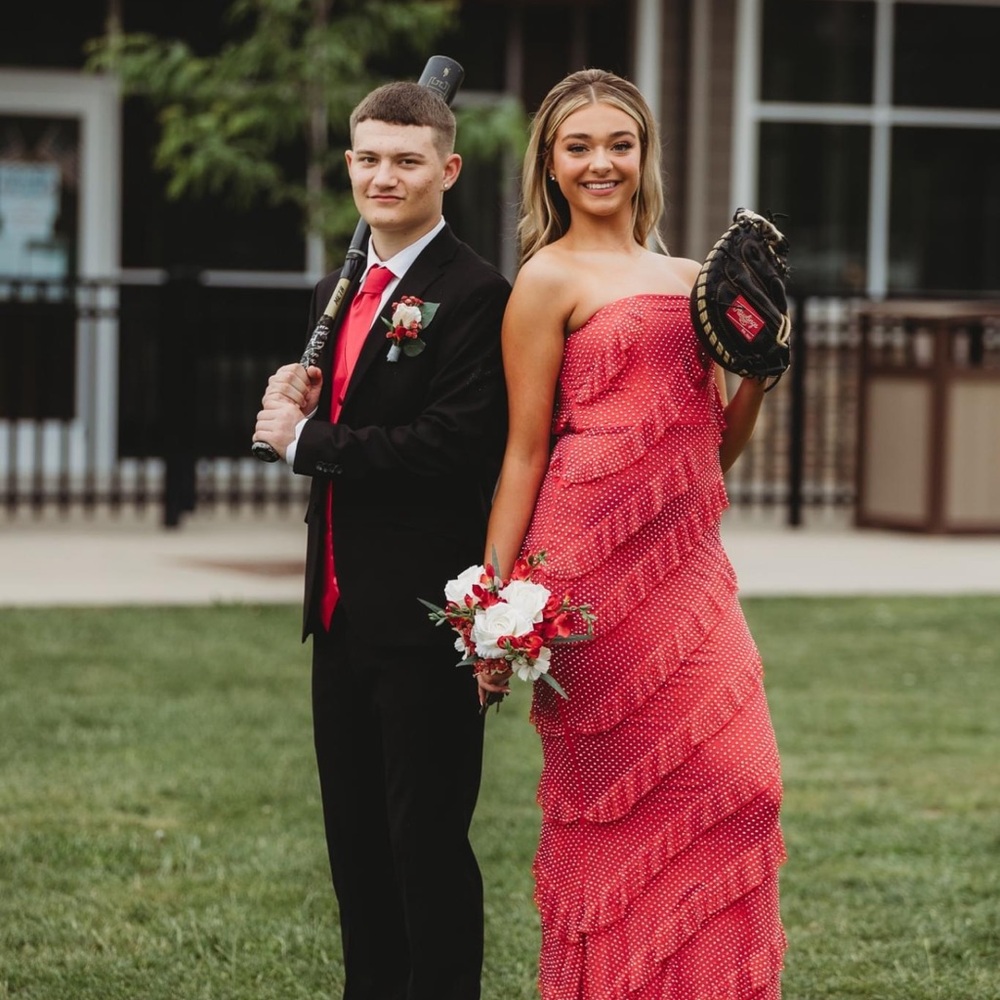 Red Polka Dot Strapless Dress